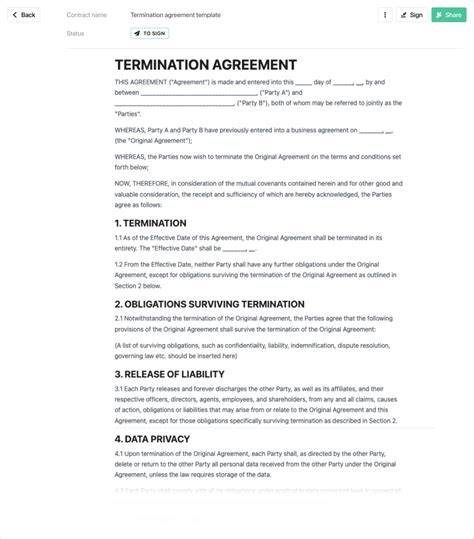 Agreement Termination Template
