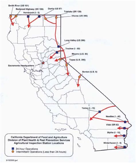 Agricultural Inspection Stations. The California Department of Food and Agriculture (CDFA) is mandated to prevent the introduction and spread of injurious insect or animal …. 