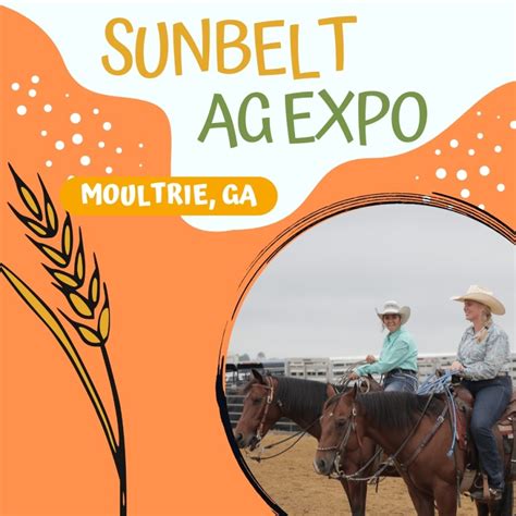 Oct 12, 2023 · MOULTRIE, Ga. — The 2023 Sunbelt Ag Expo is Oct. 17-19, 2023, in Moultrie, Ga. Since its inception in 1990, the Sunbelt Expo’s Southeastern Farmer of the Year award program has evolved into the most prestigious honor in the southeast and nation with 286 outstanding agribusiness leaders being honored for excellence in agriculture.