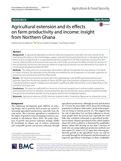 Agricultural extension and its effects on farm productivity and …