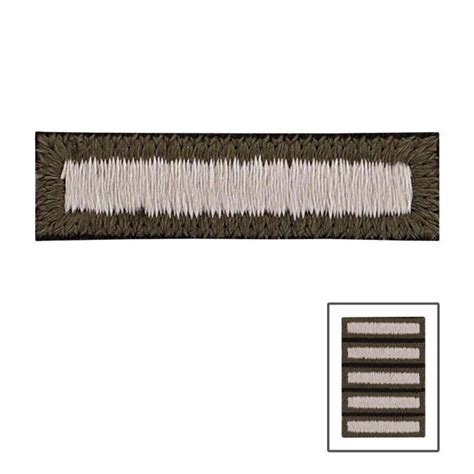  Army AGSU Overseas Bar Female Sew On. 100% USA Made. Individually priced. Army Overseas Service Bars are worn on the Army Service Uniform to represent the cumulative amount of time spent overseas, with each stripe representing 6 months. Multiple Overseas Service Bars are worn simultaneously, extending vertically on the sleeve of the uniform. . 
