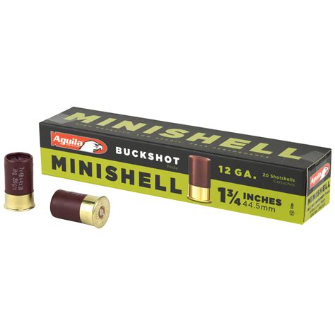 Aguila mini shells discontinued. Our 12 gauge buckshot minishell rounds carry 8 #1 lead shot balls, or 27 T shot balls. Both types of buckshot minishells cycle reliably in Mossberg model pump action shotguns with the use of our minishell adapter. Comparing to the leading competition, you will see that our minishells contain a larger load and pack a heavier punch. 