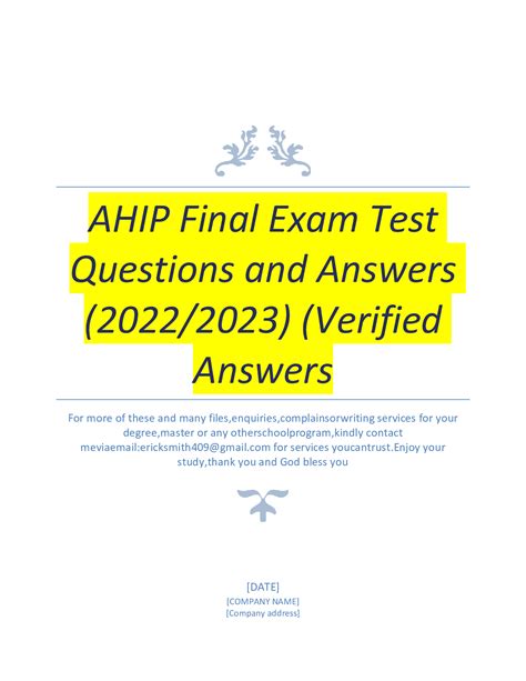 Ahip Final Exam 2023