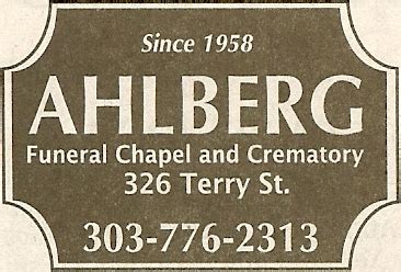 Ahlberg funeral chapel obituaries. .  ...