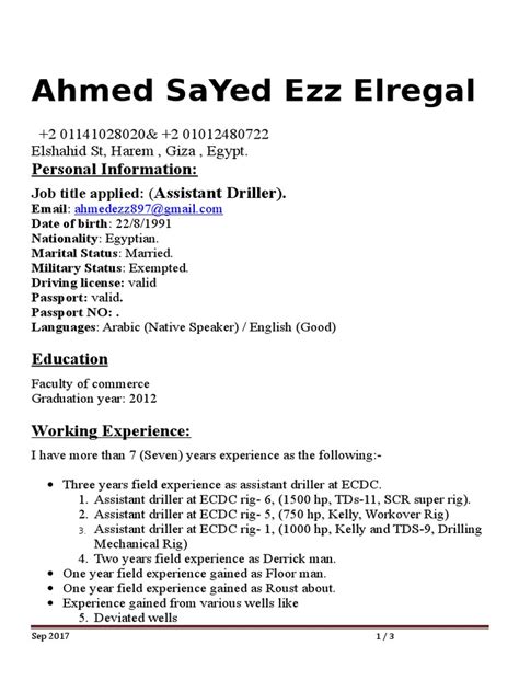 Ahmed Sayed EzzAssistant Driller