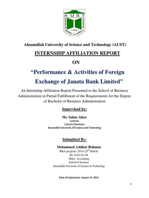 Ahsanullah University of Science and Technology Main Report