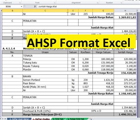 Ahsp 2024 Format Excel Download Gratis Full Link Formula