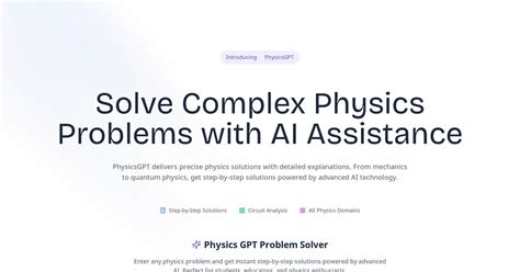 Ai physics problem solver.  Get step-by-step solutions for mechanics, circuits, ...