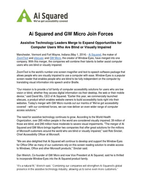 Ai2 GW Merger Press Release