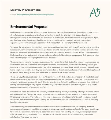 Aice Envronmental Proposal