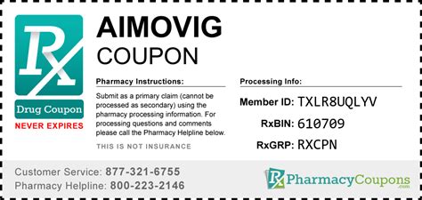 Aimovig coupon. Our FREE aimovig autoinjector discount coupon helps you save money on the exact same aimovig autoinjector prescription you're already paying for. Print the coupon in seconds, then take it to your pharmacy the next time you get your aimovig autoinjector prescription filled. Hand it to them and save between 10% - 75% off this prescription! 
