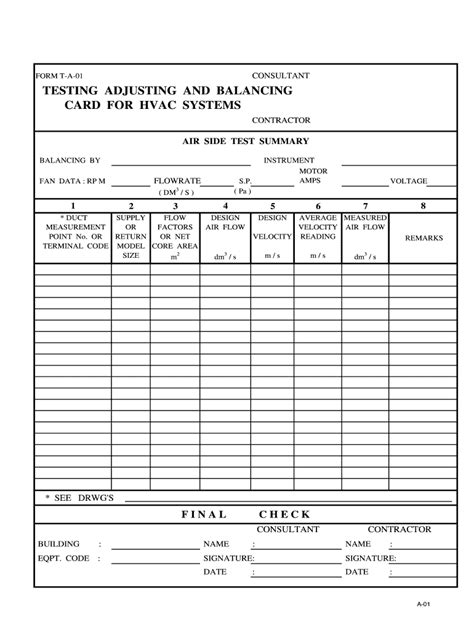 Air Balancing Report Sheet Download Form Fill Out and Sign Printable