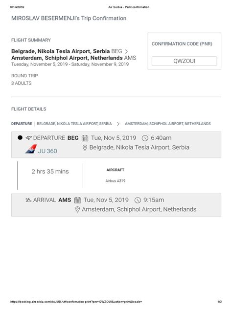 Air Serbia Print Confirmation3