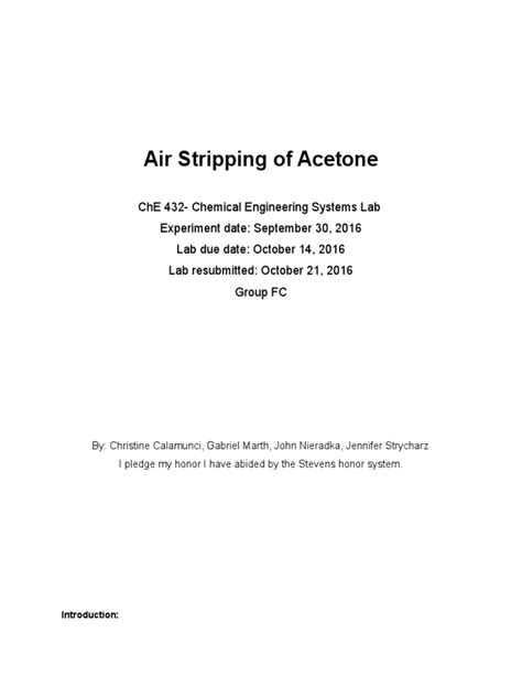 Air Stripping of Acetone