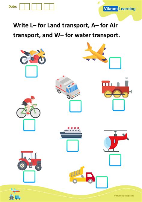 Air Water Land Transportation Worksheet for Children png