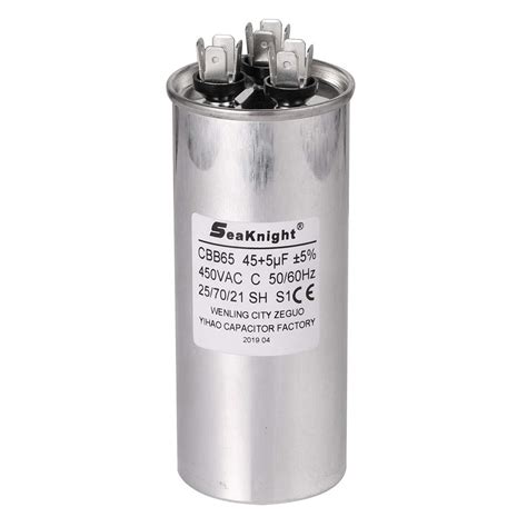 Amazon's Choice: Overall Pick This product is highly rated, well-priced, ... 45/5 uF 45+5 MFD 370V/440V Dual Run Start Round AC CBB65B Capacitor 45 5 uF 370/440 Volt VAC Air Conditioner Capacitor for AC Unit Fan Motor Start, Heat Pump, Condenser Straight Cool. 4.7 out of 5 stars. 3,027. 50+ bought in past month.. 