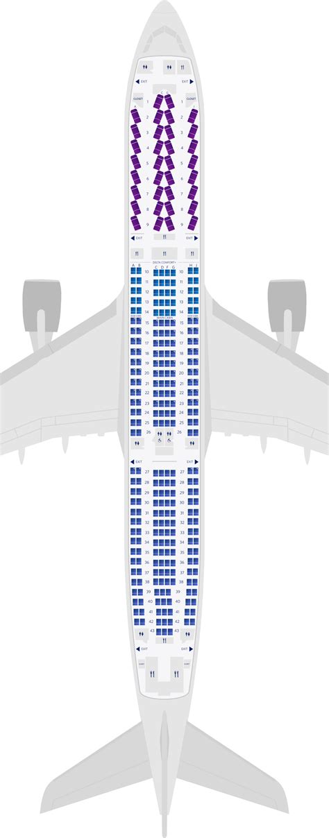 A detailed seat map showing the best airline seats on the Air France Airbus A330-200.. 