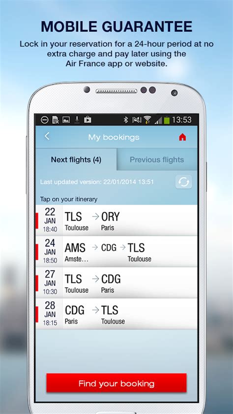 Manage your trip, book tickets, and get your arrival organized with the Air France app. All your documents at your fingertips Check in directly in the app and download your boarding pass to your Wallet..