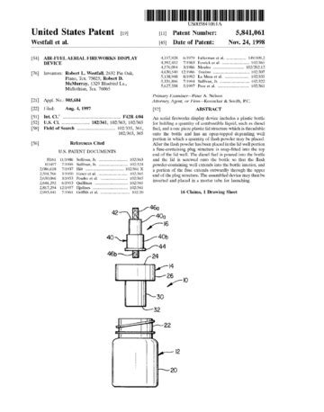 Air fuel Aerial Fireworks Display Device US Patent 5841061 pdf