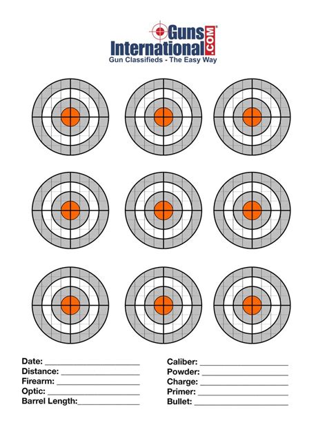 3) MOA15_10M...pdf files are Minute Of Angle (MOA) scoring targets for both 177 and 22 caliber pellets. These MOA targets provide an indication of how many MOA shots are falling within at 10 meters, and should score the same at 10 meters as the 50 feet casual rifle match MOA target at 50 feet. The 50 feet MOA targets are located here: http ...