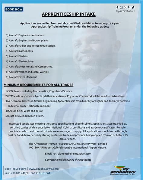 Air zimbabwe apprenticeship 2026 application form. .  ...
