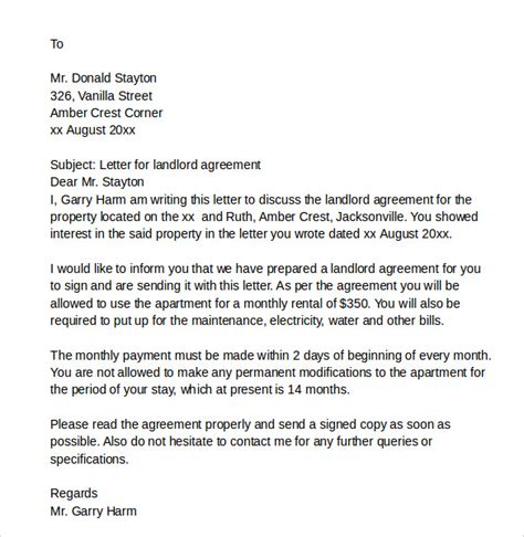 Airbnb Landlord Letter Template