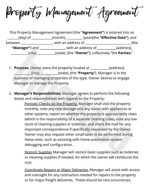 Airbnb Property Management Agreement Template