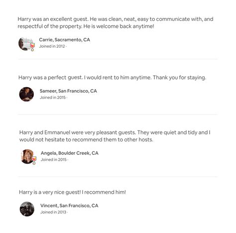 Airbnb host review. Review 5: “I had a fantastic experience hosting my Airbnb guests. They were extraordinary people—reviewing our handbook, asking questions, and being respectful of our property. I’d love to host them again!” Review 6: “My Airbnb guests were a delight to work with! They were punctual, communicative, and thoughtful. 