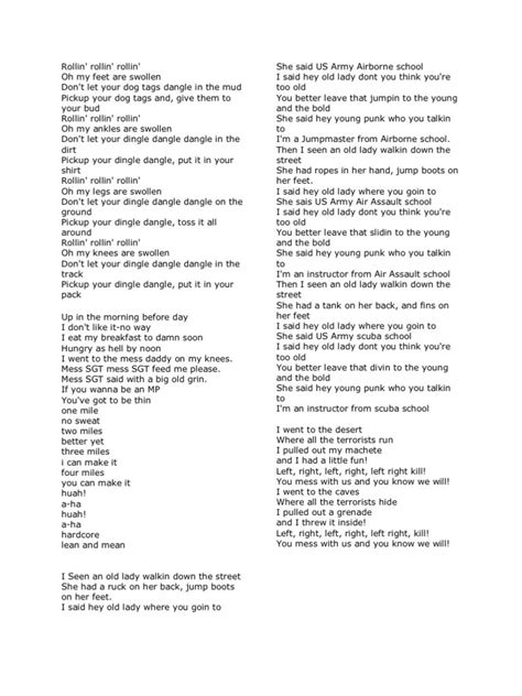 Airborne ranger cadence lyrics. Provided to YouTube by RUNAirborne Ranger · Jonathan Michael FlemingCadences Volume 1℗ 2023 PNN Entertainment under exclusive license to RUN IncReleased on: ... 