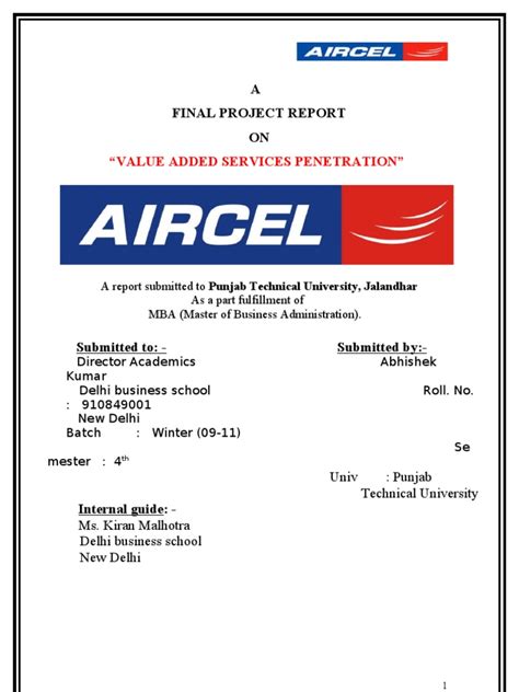 Aircel Final Project Report Vikash