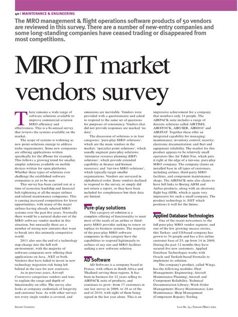 AircraftCommerce MRO IT Market Survey March08