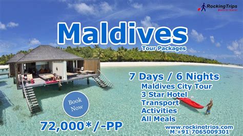  A tour from India to Maldives can be customized to include return airfare, hotel accommodation and Indian meals as part of the tour packages to Maldives. In your cheap vacation packages to Maldives, make sure to include airport transfers by sea plane or speed boat, which is the only way to reach your resort in Maldives. 