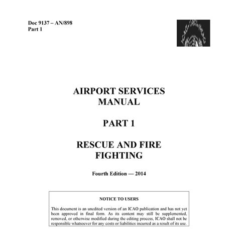 Airport services manual part 1 rescue and firefighting. - Icom ic 725 service repair manual.