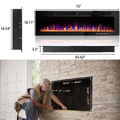 R.W.FLAME Electric Fireplace 50 inch Recessed and Wall Mounted,The Thinnest FireplaceLow Noise, Fit for 2 x 4 and 2 x 6 Stud, Remote Control with Timer,Touch Screen,Adjustable Flame Colors and Speed. 7,447. 700+ bought in past month. $29999.. 