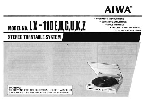Aiwa lx 110 stereo turntable system service manual. - Auge y crisis del cuarto poder.