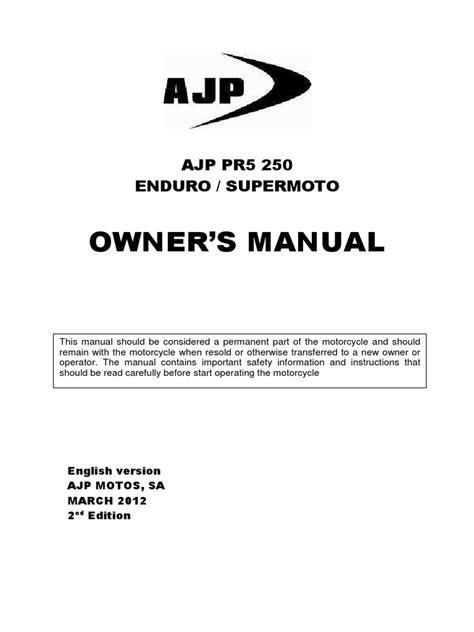 Ajp Pr5 User Manual