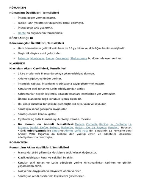 Akımlar Ve Temsilcileri PDF Scribd. 