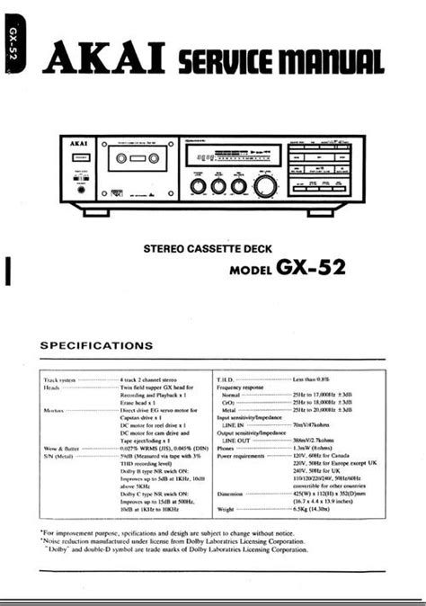 Akai gx 52 cassette deck service repair manual. - 1991 acura legend brake caliper bolt manual.