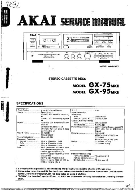 Akai gx 95 gx 75 service manual. - Thriving at tidewater community college and beyond strategies for academic success and personal development.