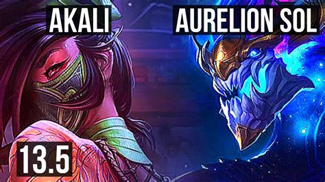Watch Akali carry their team against Aurelion Sol in Diamond elo! Highlights: Good KDA: 16/1/3, Killing spree: Legendary, 6 solo kills, 1.6M mastery points o.... Akali vs aurelion sol