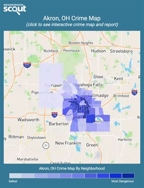 Akron crime map. The previous month crime map in Akron, Ohio showed 60 assaults, 12 shootings, 5 burglaries, 15 thefts, 2 robberies, 8 vandalism, and 19 arrests. According to the reports SpotCrime receives from local police agencies, crime overall in Akron, Ohio is currently down by 29% when compared to the previous month. 