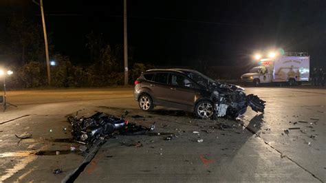 Some details differ from investigative notes previously reported. A 30-year-old woman died Saturday when a motorcycle operator, who later ran from the scene, crashed into an SUV on Wilbeth Road in Akron's Kenmore neighborhood, authorities say. Akron police Lt. Michael Miller said the accident happened at 6:37 p.m. Saturday.. 