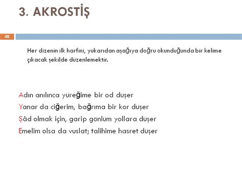 Akrostiş Konu Anlatımı Örnekler Okul Testi.