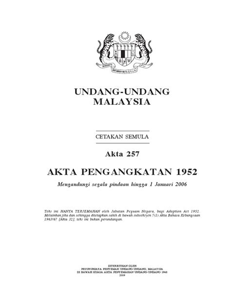 Akta 257 BM Akta Pengangkatan 1952