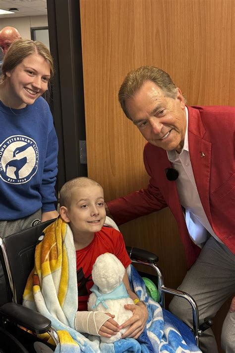 Alabama’s Nick Saban visits kids with cancer, next up a lobbying trip to Washington