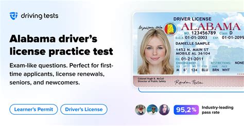 FREE Alabama DMV Practical Test. This Alabama DMV practise tests include questions based on the most important traffic signs and restrictions from the official Alabama Driver Handbook. To prepare for the DMV driving permit test and driver's licence exam, use authentic questions that are very similar (often.. Read More. Number of Question 40.. 