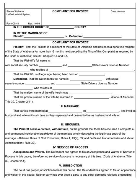 Alabama uncontested divorce forms free.  V.  Do it yourself Alabama divorce fo...