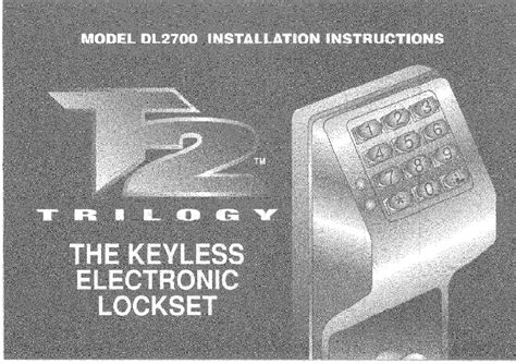 Alarm Lock TRILOGY DL2700 Security System Installation instructions