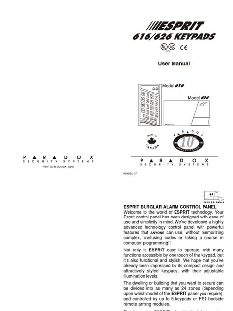 Alarm Paradox Manual Esprit