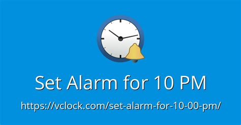 On this page you can set alarm for 10:10 PM in the evening. This is free and simple online alarm for specific time - alarm for ten hours and ten minutes PM. Just click on the button "Start alarm" and this online alarm clock will start. If you like to sleep and think on wake me up at 10:10 PM, this online alarm clock page is right for you.